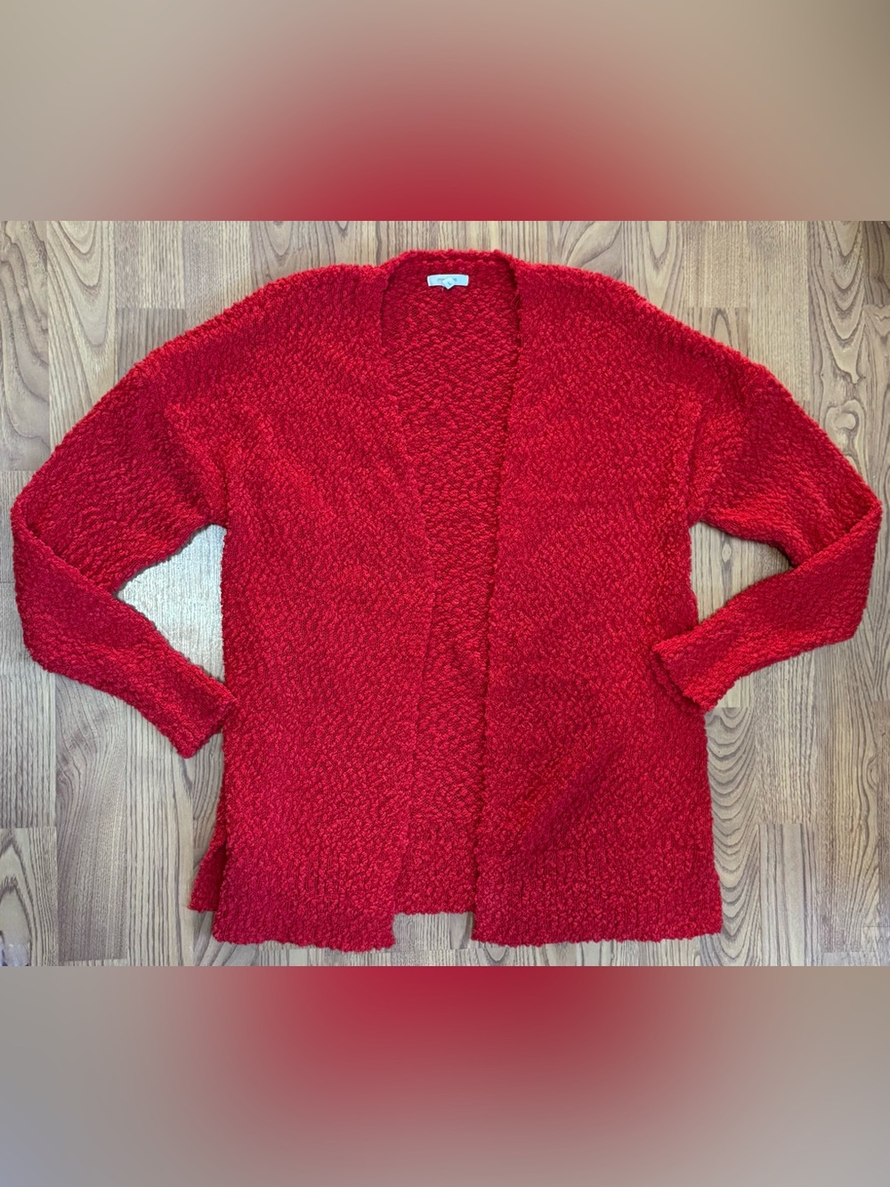 ❤️ Maurices Large Red Knit Open-Front Cardigan Sweater Shirt Long Sleeve (B5)
